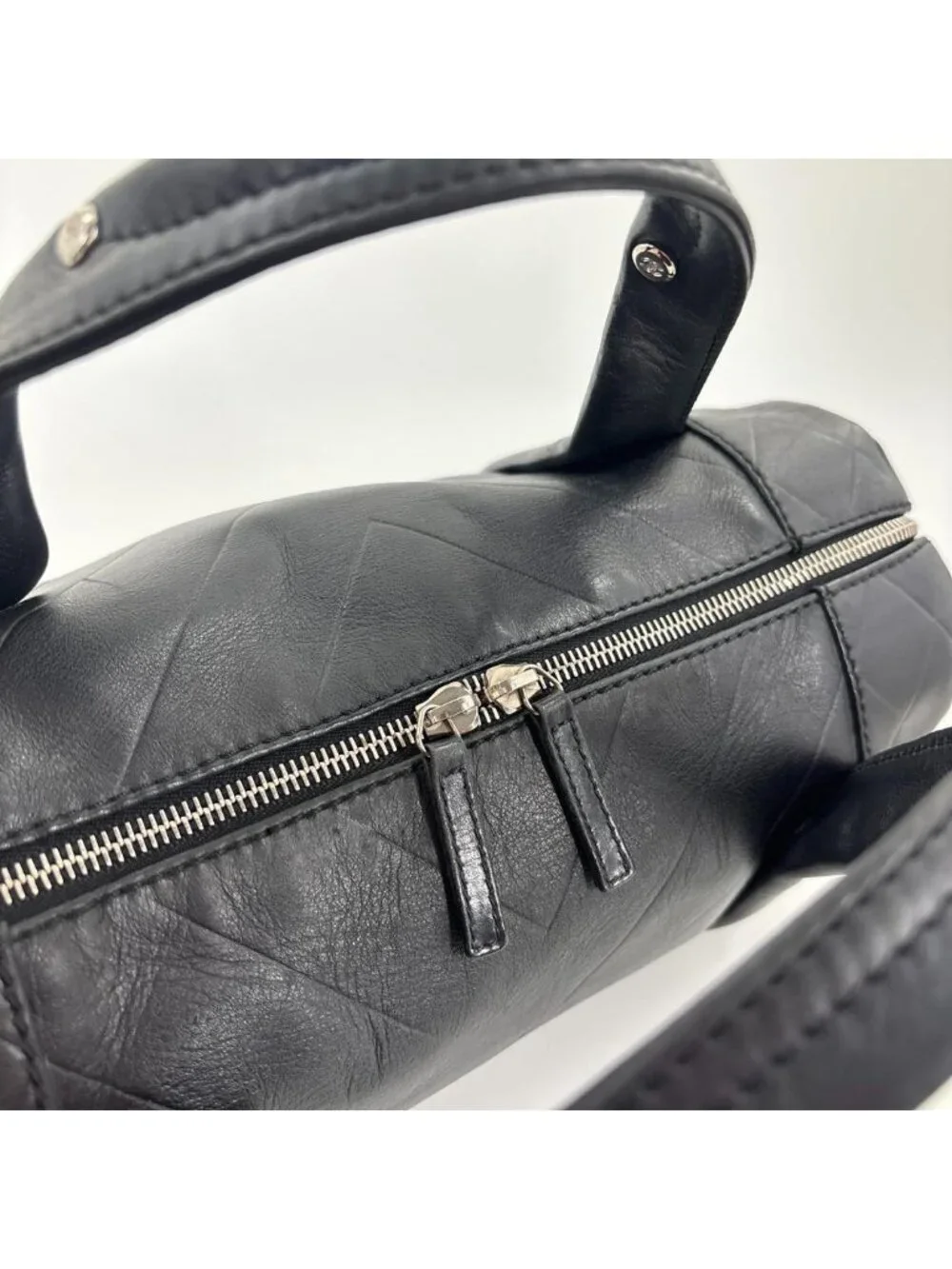 Chanel Super Chez Blanc Lambskin Mini Boston Bag Black